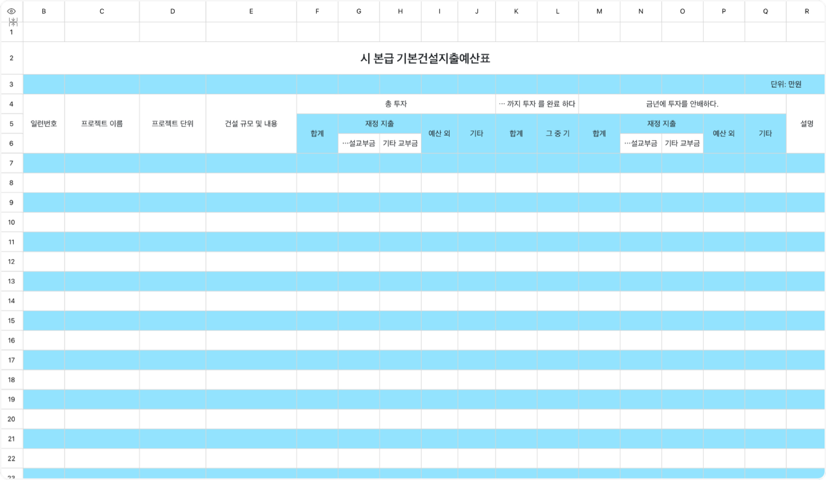 시 본급 기본건설지출예산표